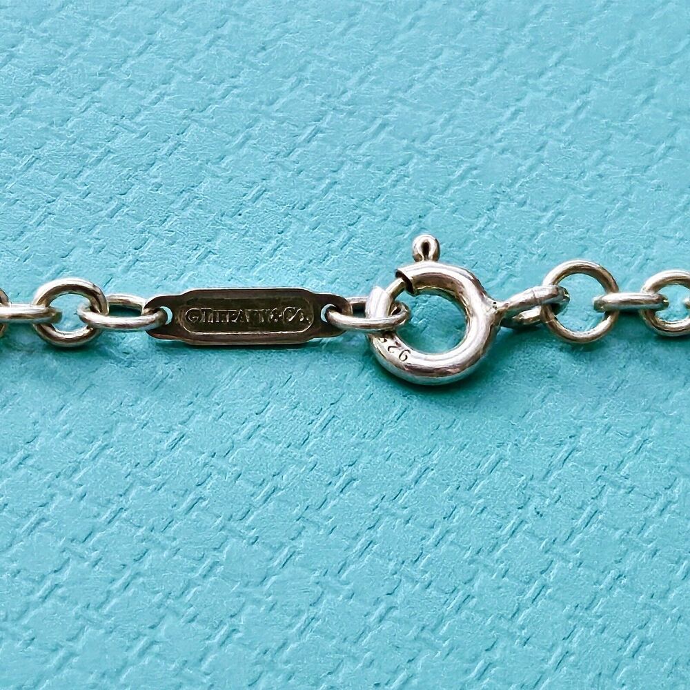RARE Vintage Tiffany & Co. New York City NYC TCo Rectangle Tag Charm Necklace. - Picture 4 of 7